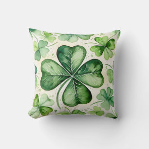 Coussin Aquarelle Trèfle à quatre feuilles Chanceux Shamro