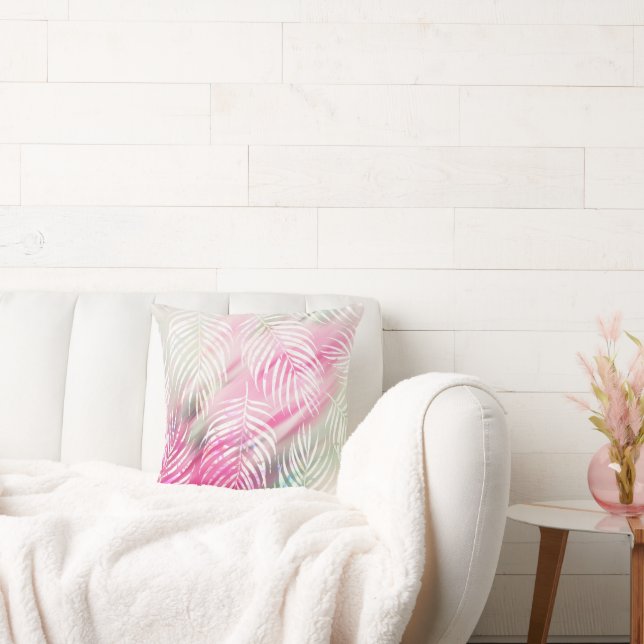 Coussin Aquarelle tropicale blanche verte à la menthe (Canapé)