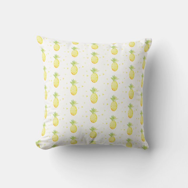 Coussin Aquarelle tropicale douce à ananas d'été Motif (Recto)