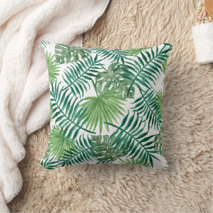 Coussin Aquarelle tropicale Feuilles floraux