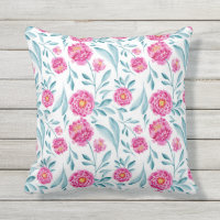 Aquarelle Turquoise rose vif Motif Floral été