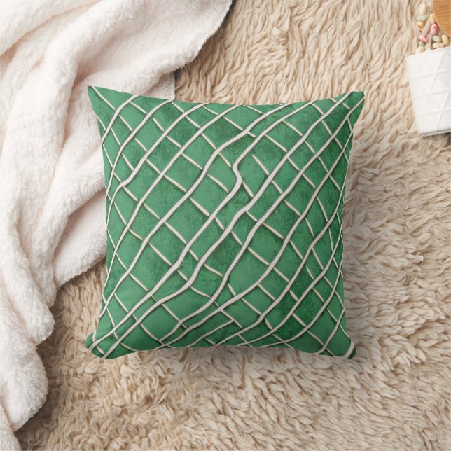 Coussin Aquarelle verte Lignes de méandre (Couverture)