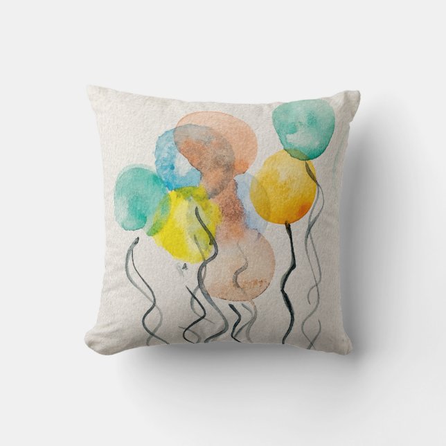 Coussin Aquarelle Vintage Ballons d'anniversaire (Recto)