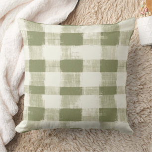 Coussin Aquarelle vintage de Bohême Plaid en Vert mousse