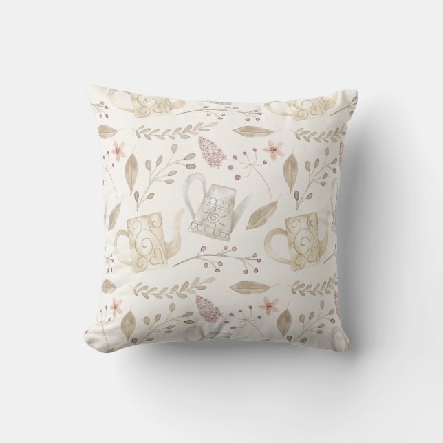 Coussin Aquarelle vintage Jardin Arrosage Floral Can (Recto)