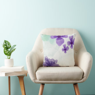Coussin aquarelle violet vert