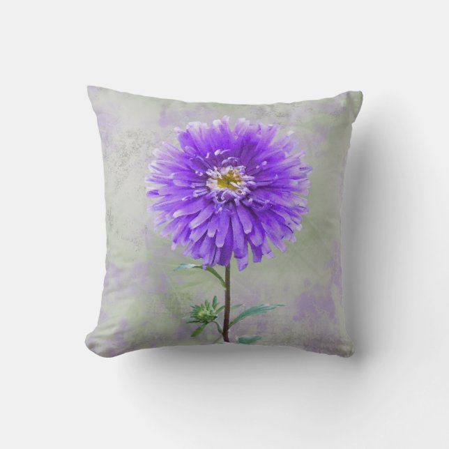 Coussin Aquarelle violette dahlia (Recto)