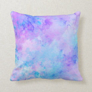 Coussin Aquarelle violette et turquoise