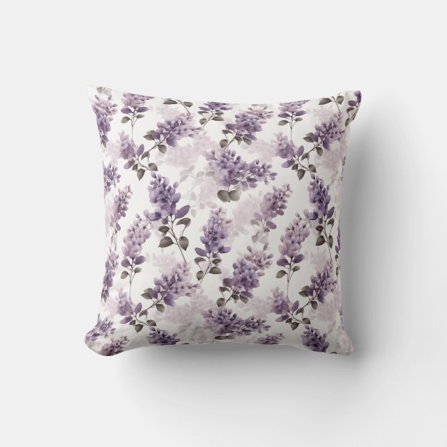 Coussin Aquarelle violette Lilac Floral (Recto)