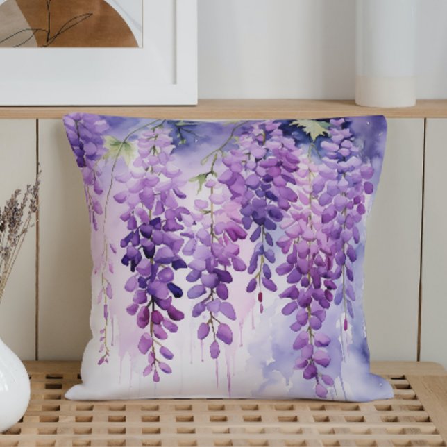 Coussin Aquarelle Wisteria Whispers (Créateur téléchargé)