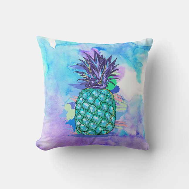 Coussin Aquarelles Arrière - plan et ananas (Recto)