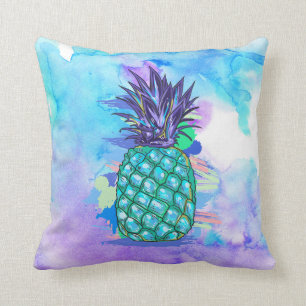 Coussin Aquarelles Arrière - plan et ananas
