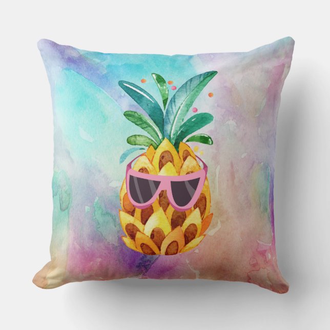 Coussin Aquarelles colorées arrière - plan mignonne ananas (Recto)