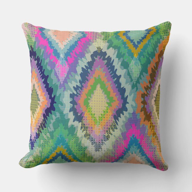 Coussin Aquarelles couleur Ikat Tribal Motif géométrique (Recto)