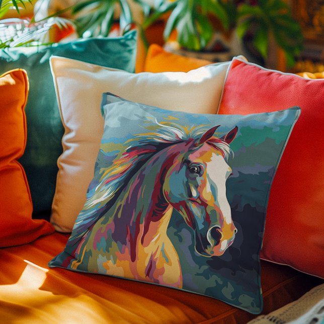 Coussin Aquarelles Illustration de la tête de cheval (Créateur téléchargé)