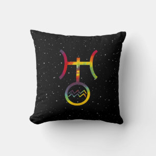 Coussin Aquarius Uranus Symbole planétaire Tie Dye étoilé
