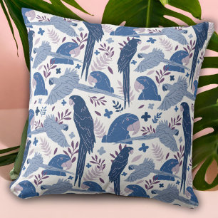 Coussin Ara Parrot bleu dessin Tropical Leave Motif