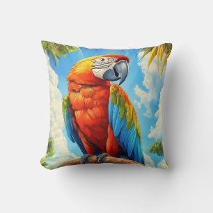 Coussin Ara rouge dans la jungle