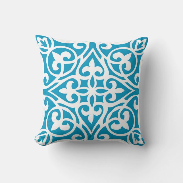 Coussin arabe de tuile de turquoise de Salma (Recto)