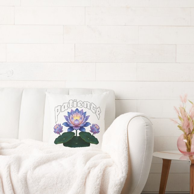 Coussin Arabic Calligraphy Sabr Patience - Zen Lotus Flowe (Canapé)