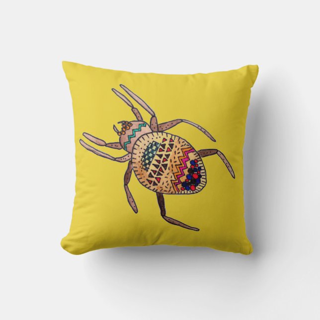 Coussin Araignée colorée art arachnien (Recto)