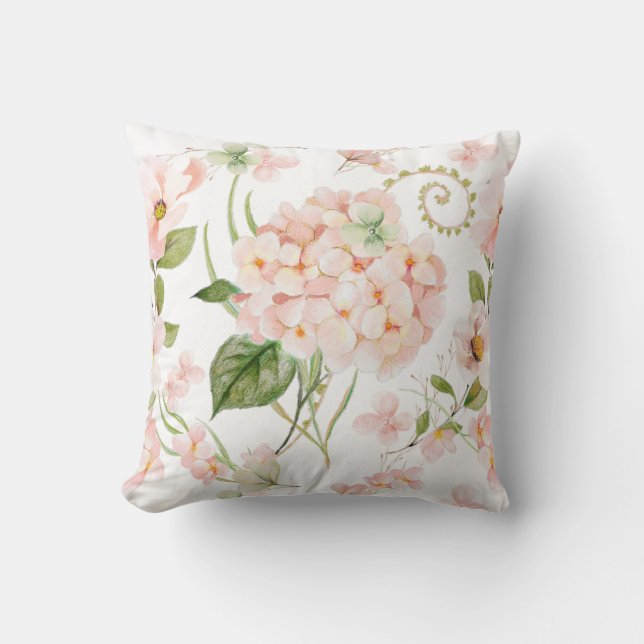 Coussin Arangement floral d'hydrangée rose de printemps (Recto)