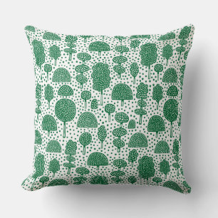 Coussin Arboretum 230715 - Vert forestier sur blanc
