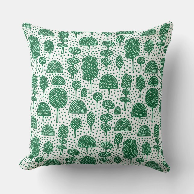 Coussin Arboretum 230715 - Vert forestier sur blanc (Recto)