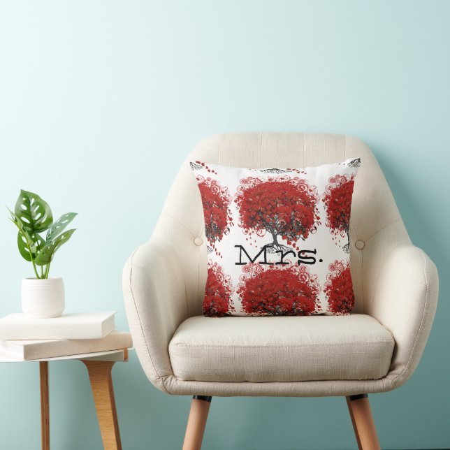 Coussin Arbre à feuilles de coeur rouge (Chaise)