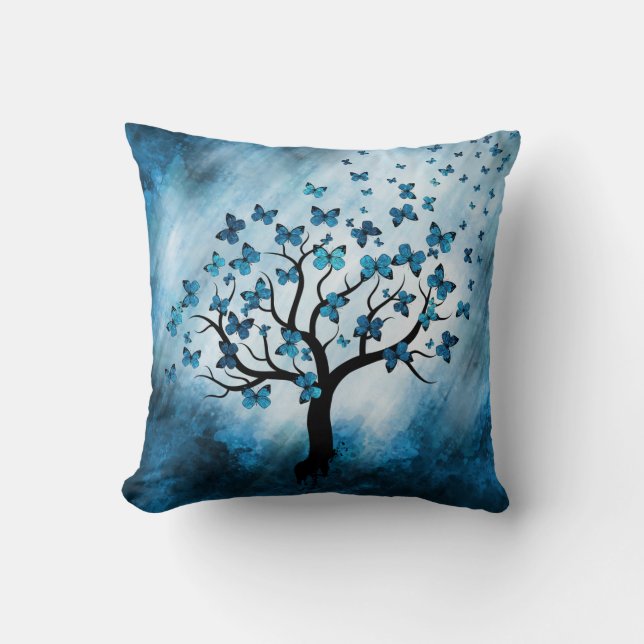 Coussin Arbre à papillons - Maïs bleu (Recto)