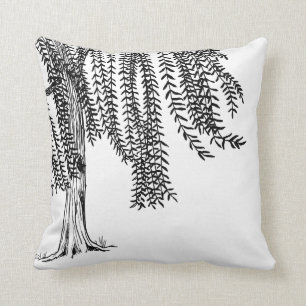 Coussin Arbre à perruques noir et blanc