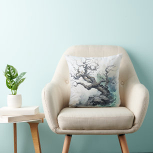 Coussin Arbre Abstrait Bleu