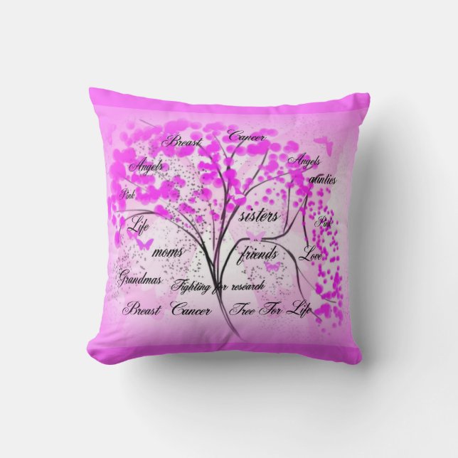 Coussin Arbre de cancer du sein de la vie par des anges (Recto)