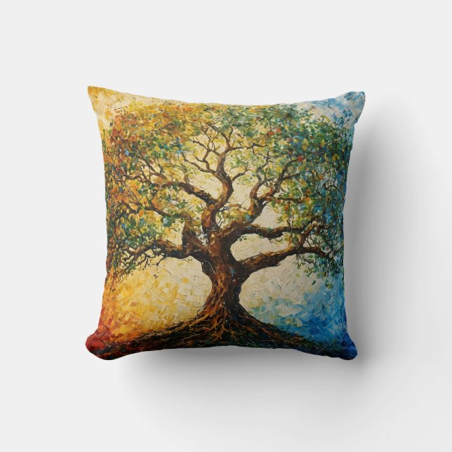 Coussin Arbre de connaissances - Peinture à l'huile (Recto)