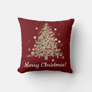 Coussin Arbre de Noël à pois à l'aquarelle
