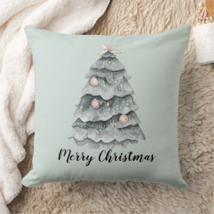 Coussin Arbre de Noël blanc rose cerf