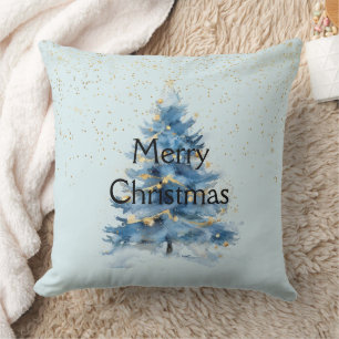 Coussin Arbre de Noël bleu Confetti en or