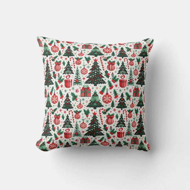 Coussin Arbre de Noël, cadeaux, sucre de canne (Recto)