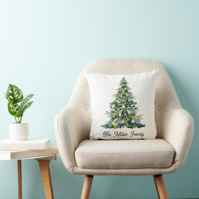 Coussin Arbre de Noël de la Jar de gingembre bleu (Chaise)