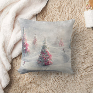 Coussin Arbre de Noël décoratif de neige