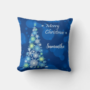 Coussin Arbre de Noël en flocons de neige.