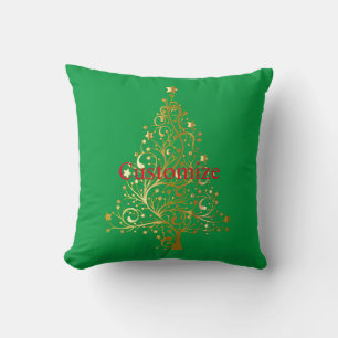 Coussin Arbre de Noël en or Fantaisie Thunder_Cove