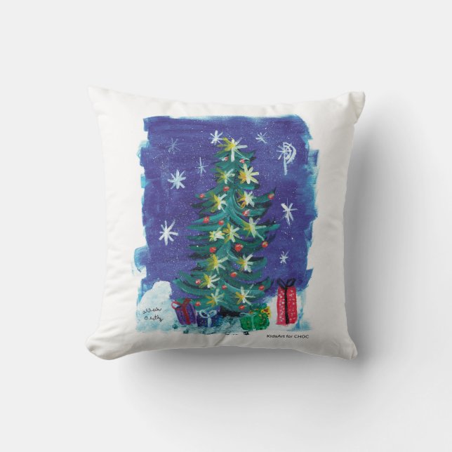 Coussin Arbre de Noël - Enfants Art pour CHOC (Recto)