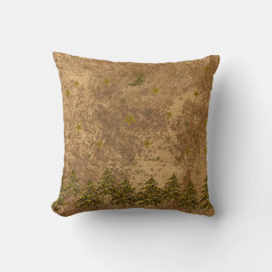 Coussin Arbre de Noël étincelant, étoiles sur papier abstr