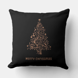 Coussin Arbre de Noël Étoiles Black Metallic Cuivre Brown