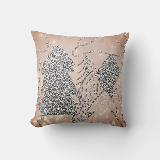 Coussin Arbre de Noël Fancy Parties scintillant Rose Gold  (Recto)