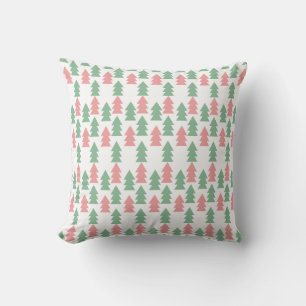 Coussin Arbre de Noël Festive Rose Vert Noël