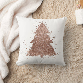 Coussin Arbre de Noël | Glam Rose Gold Splatter