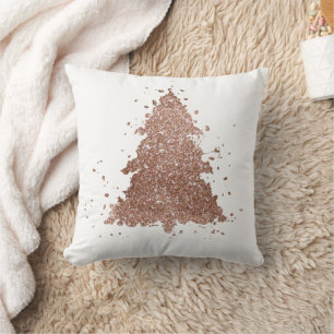Coussin Arbre de Noël   Glam Rose Gold Splatter