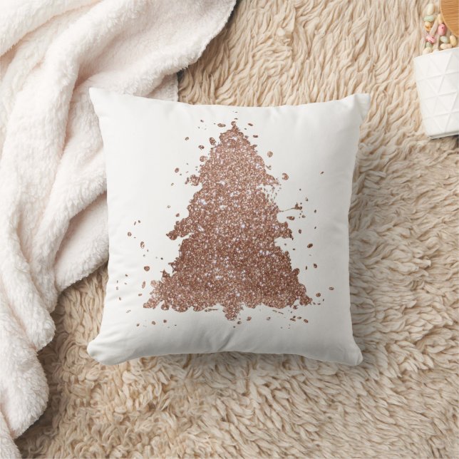 Coussin Arbre de Noël | Glam Rose Gold Splatter (Couverture)